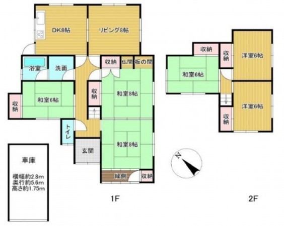 岸和田市下松町、中古一戸建ての間取り画像です