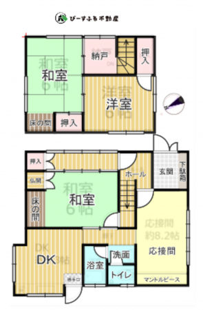 岸和田市葛城町、中古一戸建ての間取り画像です