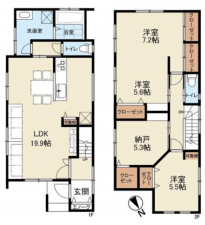 岸和田市春木、中古一戸建ての間取り画像です