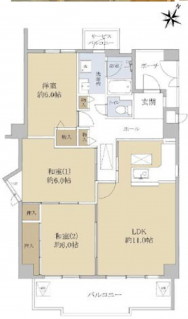 岸和田市下松町、マンションの間取り画像です