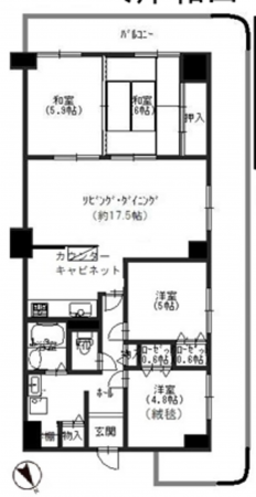 岸和田市下野町、マンションの間取り画像です