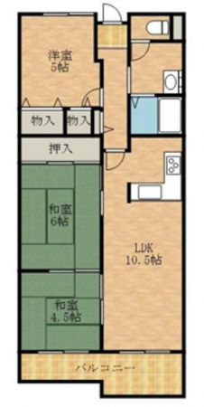 岸和田市下野町、マンションの間取り画像です