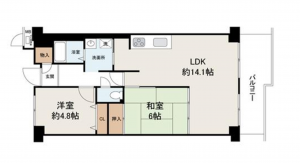 岸和田市下野町、マンションの間取り画像です