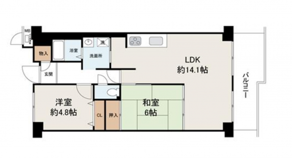 岸和田市下野町、マンションの間取り画像です