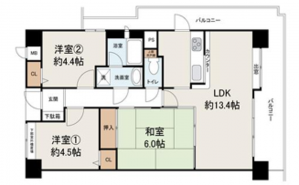 岸和田市藤井町、マンションの間取り画像です
