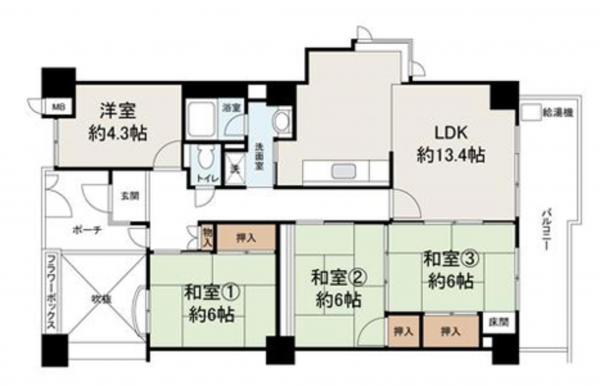 岸和田市下松町、マンションの間取り画像です