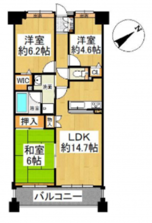 岸和田市港緑町、マンションの間取り画像です