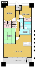 岸和田市港緑町、マンションの間取り画像です