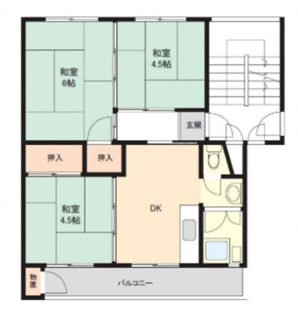 岸和田市土生町、マンションの間取り画像です