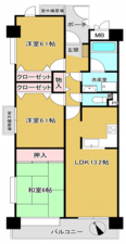 岸和田市加守町、マンションの間取り画像です