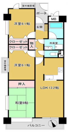 岸和田市加守町、マンションの間取り画像です