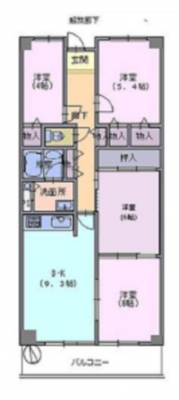 岸和田市下野町、マンションの間取り画像です