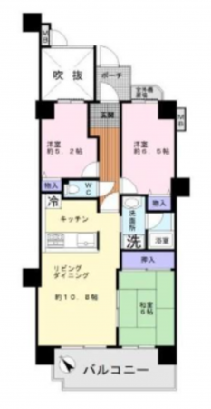 岸和田市大町、マンションの間取り画像です