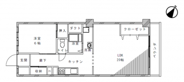 岸和田市大町、マンションの間取り画像です
