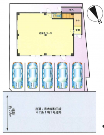 岸和田市下松町、収益物件/住宅付店舗の間取り画像です