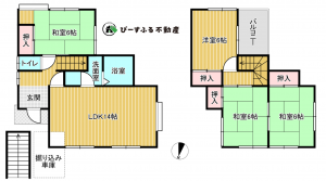 泉南郡熊取町朝代西、中古一戸建ての間取り画像です