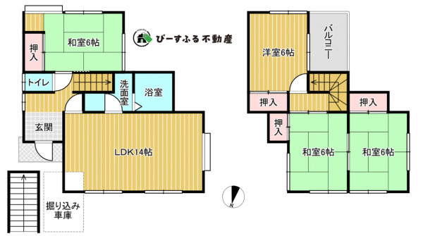泉南郡熊取町朝代西、中古一戸建ての間取り画像です