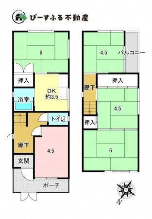 岸和田市春木、中古一戸建ての間取り画像です