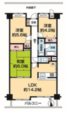 岸和田市野田町、マンションの間取り画像です