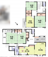 貝塚市海塚、中古一戸建ての間取り画像です