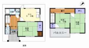 岸和田市春木、中古一戸建ての間取り画像です
