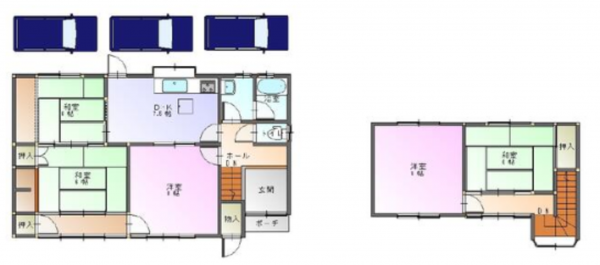 岸和田市三田町、中古一戸建ての間取り画像です