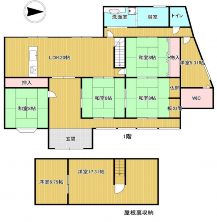 岸和田市田治米町、中古一戸建ての間取り画像です