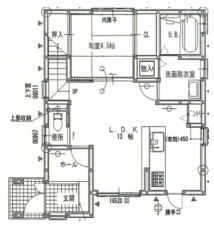 岸和田市吉井町、中古一戸建ての間取り画像です
