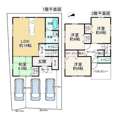 岸和田市岡山町、中古一戸建ての間取り画像です