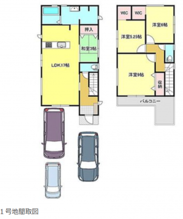 泉佐野市岡本、新築一戸建ての間取り画像です