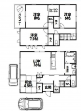 岸和田市今木町、中古一戸建ての間取り画像です