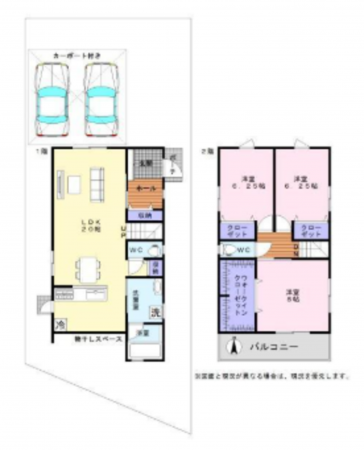 岸和田市岡山町、中古一戸建ての間取り画像です