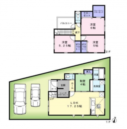 岸和田市西之内町、中古一戸建ての間取り画像です
