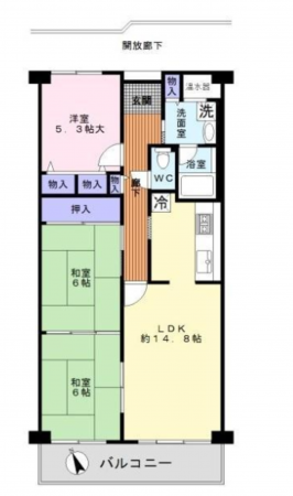 岸和田市下野町、マンションの間取り画像です