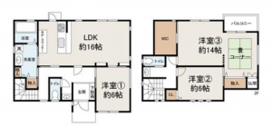 貝塚市津田北町、中古一戸建ての間取り画像です