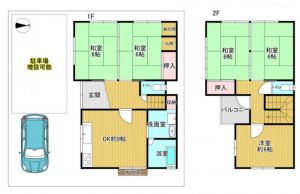 貝塚市馬場、中古一戸建ての間取り画像です