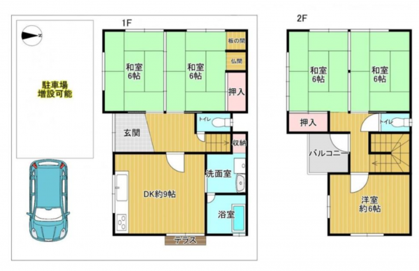 貝塚市馬場、中古一戸建ての間取り画像です