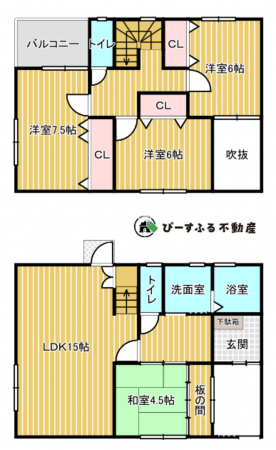 泉南郡熊取町、中古一戸建ての間取り画像です