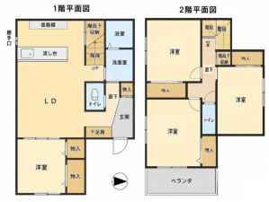 岸和田市尾生町、中古一戸建ての間取り画像です