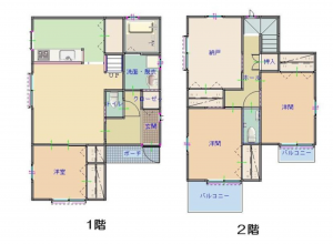 岸和田市尾生町、中古一戸建ての間取り画像です