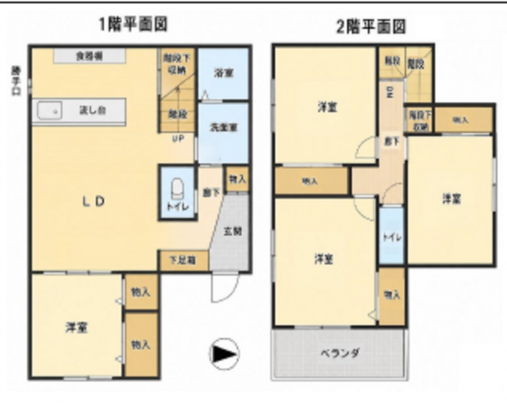 岸和田市尾生町、中古一戸建ての間取り画像です