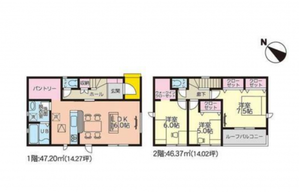 岸和田市別所町、中古一戸建ての間取り画像です
