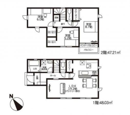 岸和田市並松町、中古一戸建ての間取り画像です