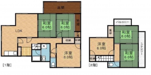 泉南郡熊取町山の手台、中古一戸建ての間取り画像です
