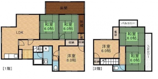 泉南郡熊取町山の手台、中古一戸建ての間取り画像です