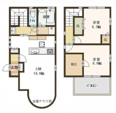 岸和田市土生町、中古一戸建ての間取り画像です