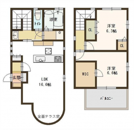 岸和田市土生町、中古一戸建ての間取り画像です