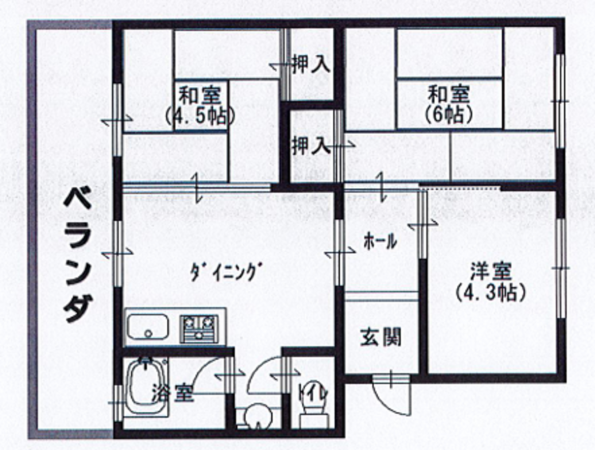 岸和田市並松町、マンションの間取り画像です