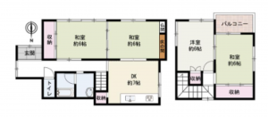 泉南郡熊取町大久保南、中古一戸建ての間取り画像です