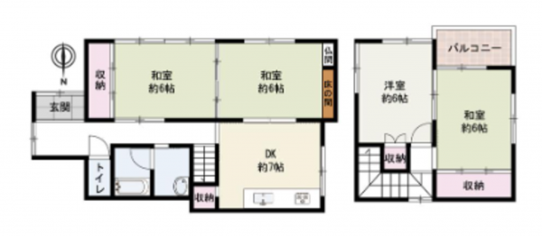 泉南郡熊取町大久保南、中古一戸建ての間取り画像です